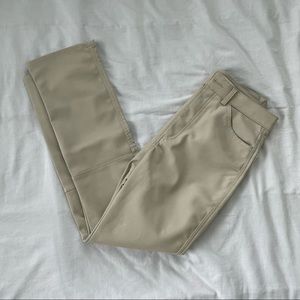 Beige Faux Leather Pants